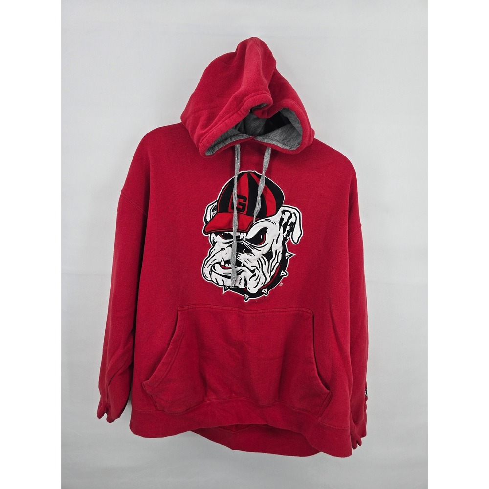 Georgia Bulldogs Mens Red Uga Mascot Graphic Pullover Hoodie Size Large